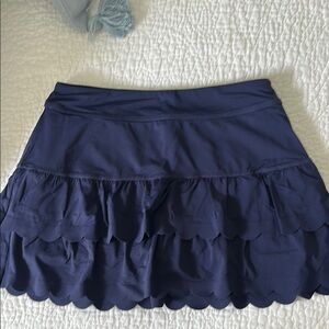 Lilly Pulitzer Blue Skater Mini Skirt with Ruffled Tiered Design